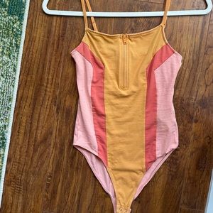 Color-Block Body Suit with Zipper detail
